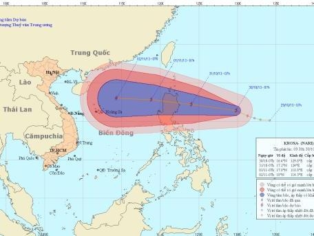 Hình ảnh dự báo đường đi của bão Krosa.